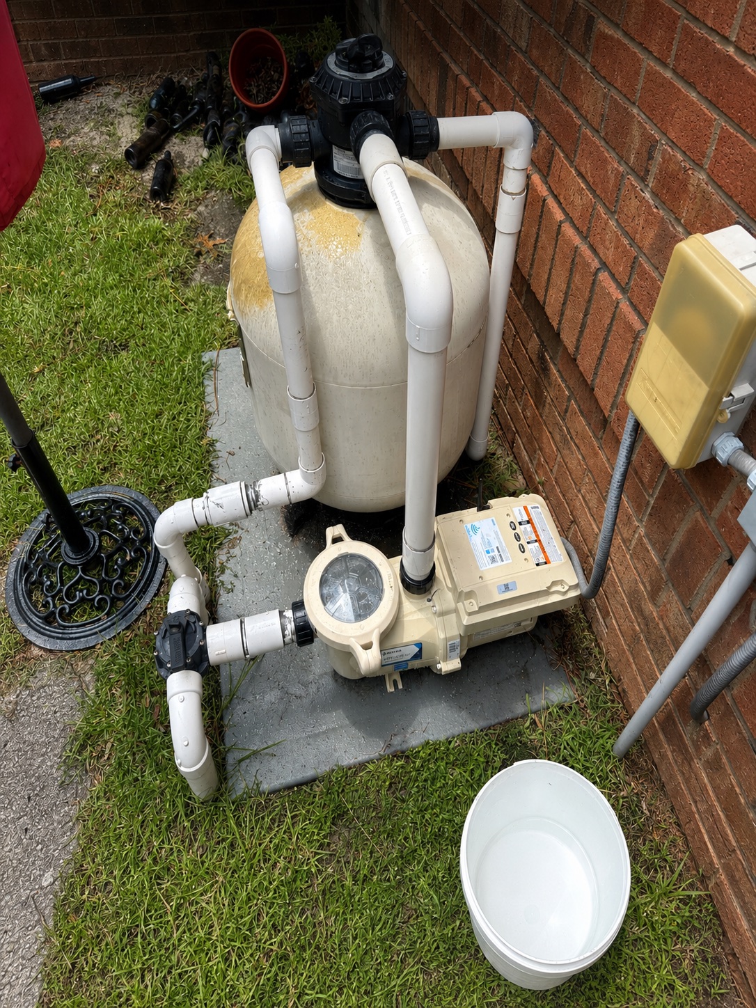 Pool equipment after pump replacement.